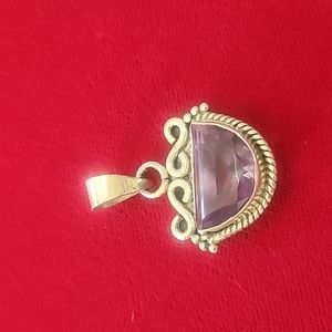 Sterling silver and amethyst Bali style pendant